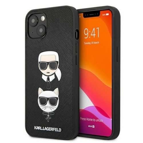 KARL LAGERFELD faceplate telefontok KLHCP13MSAKICKCBK iPhone 13 (PU Embrossed Choupette / black)