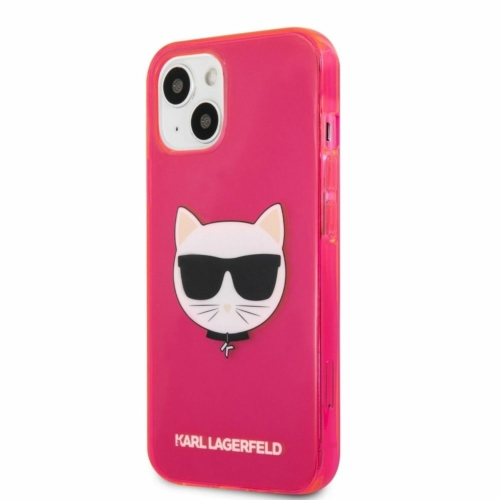 KARL LAGERFELD faceplate telefontok iPhone 13 / pink transparent Fluo KLHCP13MCHTRP
