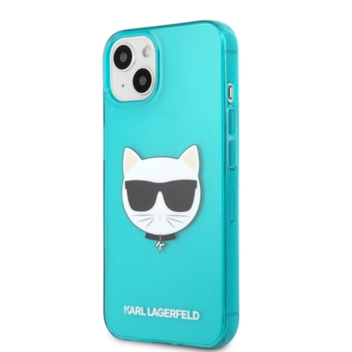Original faceplate case KARL LAGERFELD for iPhone 13 MINI / blue transparent Fluo KLHCP13SCHTRB