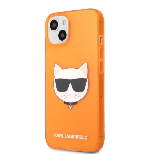 Original faceplate case KARL LAGERFELD for iPhone 13 MINI / orange transparent Fluo KLHCP13SCHTRO