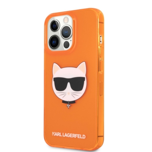 Original faceplate case KARL LAGERFELD for iPhone 13 PRO / orange transparent Fluo KLHCP13LCHTRO